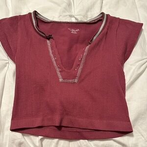 Urban Outfitters Burgundy Ribbed Crop Top